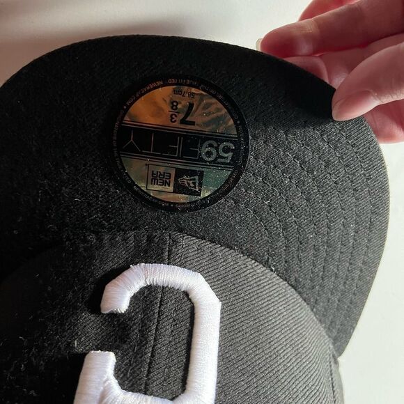 New Era Black Cap with White Lettering - Picture 2 of 6